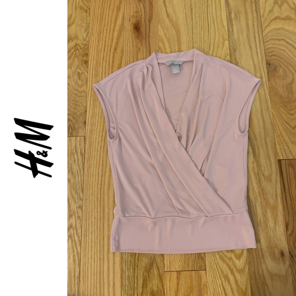 H&M | Soft Pink Sleeveless Wrap Top | XS Extra Small
